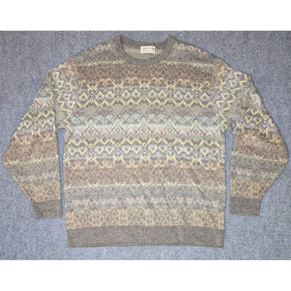 Vintage Tricots St. Raphael men's XL Multicolor woven knit long sleeve sweater